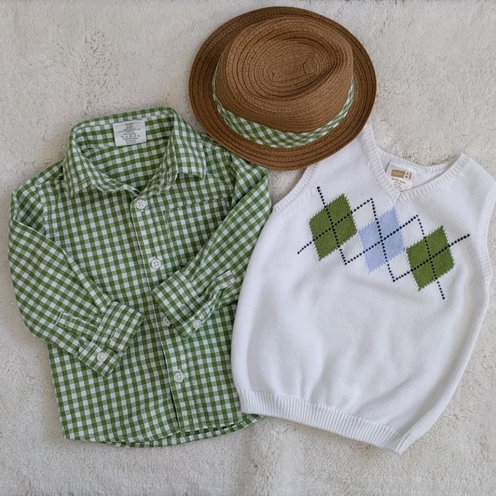 🔥Lowest price! Baby boy shirt, vest & hat🔥